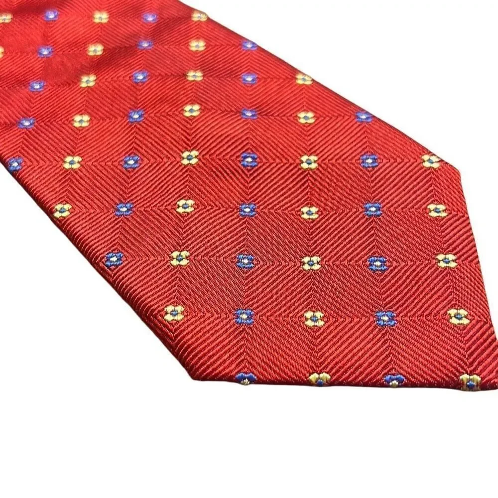 PINK London Red Geometric Silk Necktie Menswear‎ Business Professional